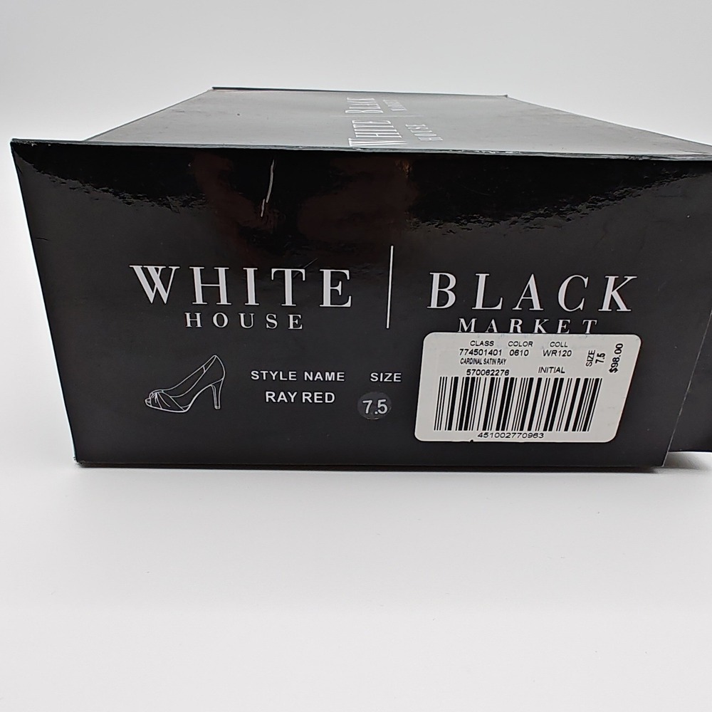 White House Black Market Ray Red Peep Toe Satin Heels Pumps Womens 7.5 M - Picture 10 of 10